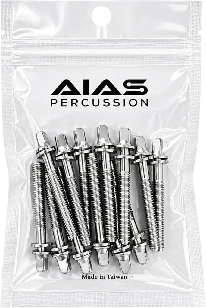AIAS 2 3/4 Inch (70mm) Chrome Plated Drum Tension Rods 12 Pack with Washers | Replacement Tuning Screws for Snare and To