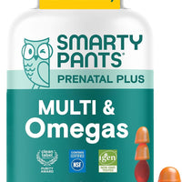 SmartyPants Prenatal Multivitamin Gummies with Omega 3 DHA/EPA, Methylfolate, Biotin, Vitamins D3, C, B12, B6, A, K, and Zinc, Gluten Free, Clean Label, Two Fruit Flavors, 90 Gummies (30 Day Supply)