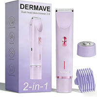 Dermave Bikini Shaver - Cordless Electric Wet & Dry Dual-Head Shaver, Washable, Ceramic Blades, USB Rechargeable, Travel