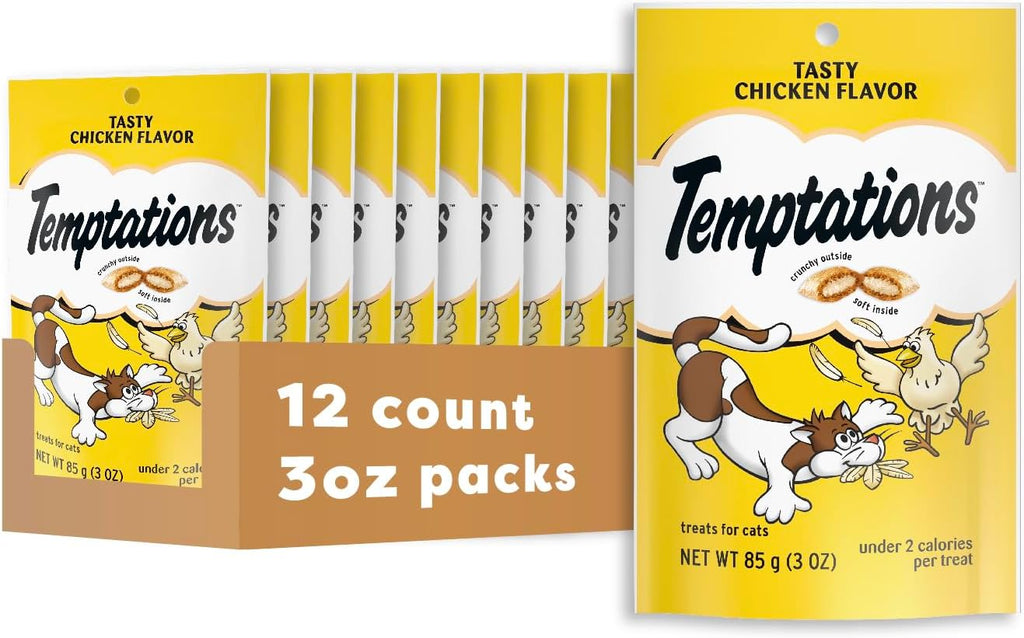 Temptations Classic Crunchy and Soft Cat Treats, Tasty Chicken, 3 oz, 12pk
