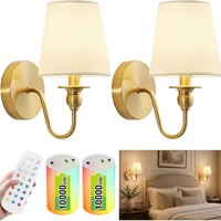 Battery Operated Wall Sconce Set of 2,Wireless Wall Sconces with 10000 mAh,RGB Rechargeable Sconces with Remote,Cordless