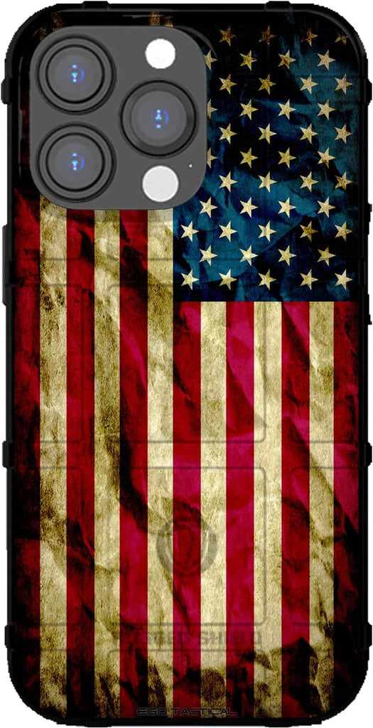 EGO TACTICAL Limited Edition Rugged Shield case Compatible with iPhone 14 Pro [6.1" Screen] Printed in The USA Old Glory