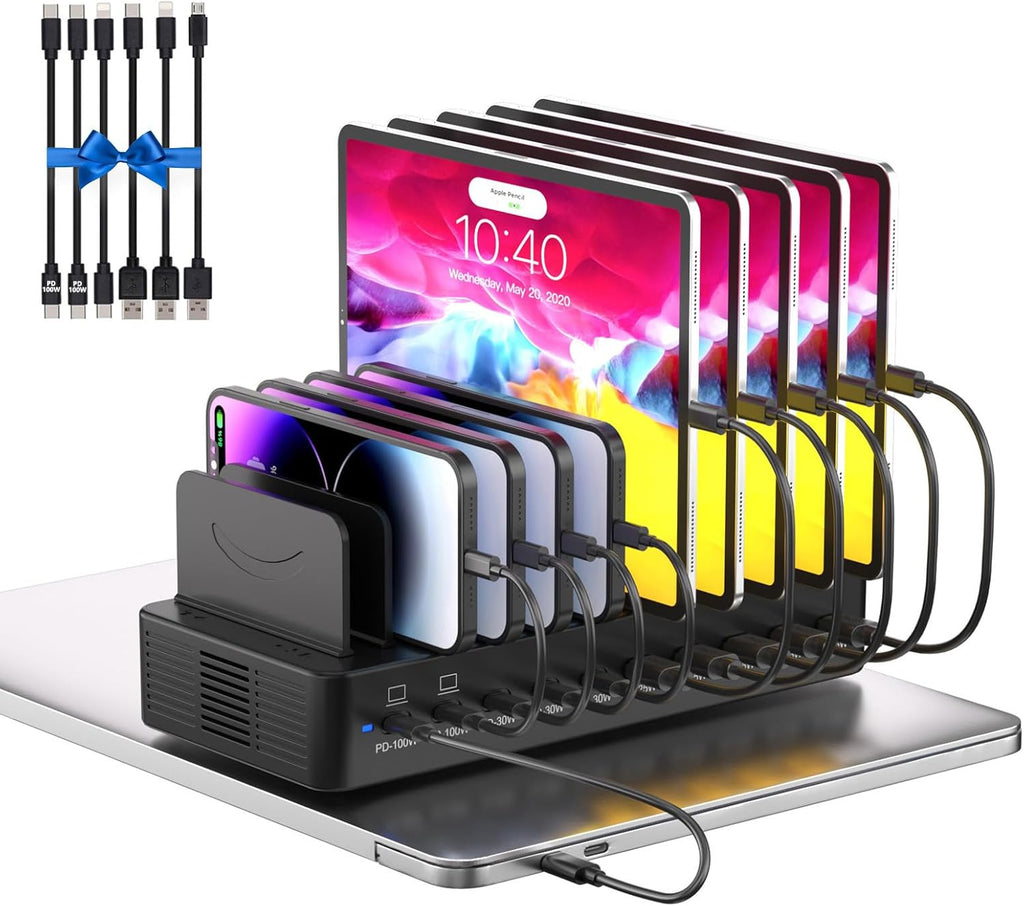 580W Charging Station for Multiple Devices, 10-Port USB C Charger Station