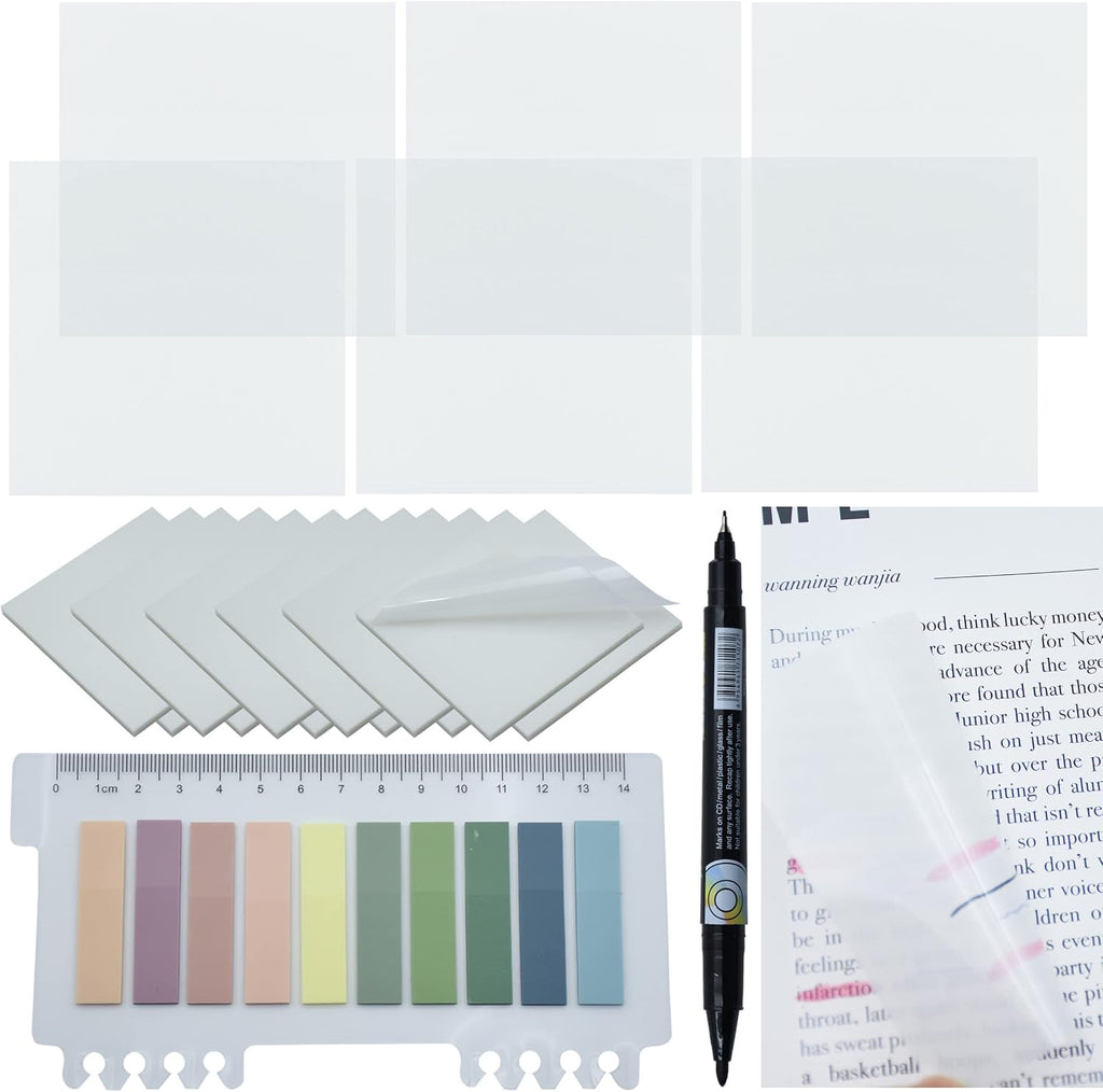 YOUDEFUL 800Pcs Transparent Sticky Note, 3"x3" Clear Sticky Note, White