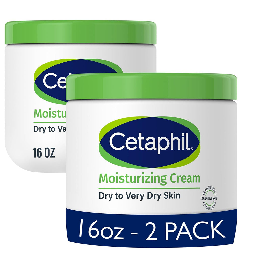 Cetaphil Moisturizing Cream, Dry Sensitive Skin, Fragrance Free, 16oz 2Pk