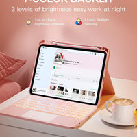 Funda con Teclado Harvopu para iPad 11" (A16) / iPad 10.ª Gen - Rosa Claro