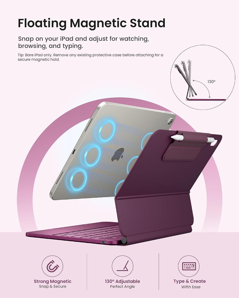 Funda con Teclado typecase Edge para iPad 11" (A16) / 10.ª Gen - Frambuesa