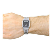 Casio Reloj Unisex AQ-230A de Acero Para Adultos, Pantalla Analógico-Digital, Resistente al Agua, Temporizador