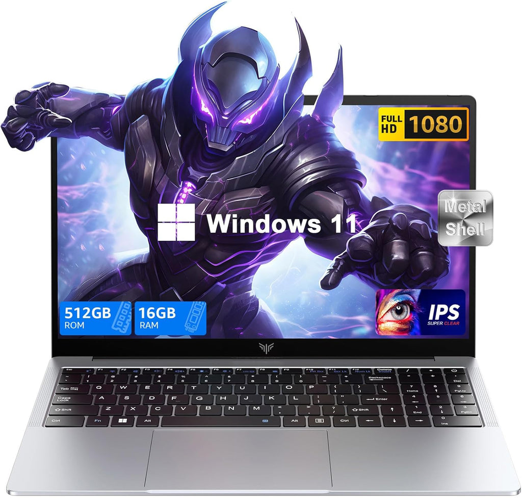 KAIGERR Laptop, 2026 New Laptop Computer with Intel Quad-Core Processor(Up to 3.4GHz), 16GB RAM 512GB NVMe SSD, 15.6" FH
