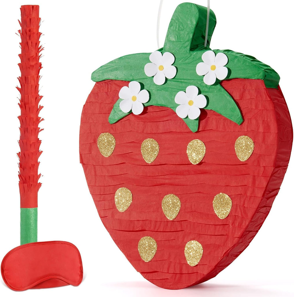 Wernnsai Red Strawberry Piñata For Kids - Strawberry Baby Shower Piñata