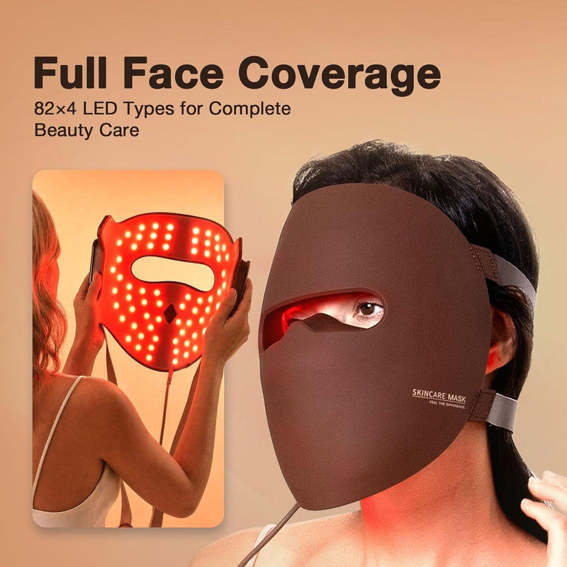 JOVS Máscara de terapia de luz roja 3D para cara, 328 LED, cobertura facial completa, 4 modos de luz, máscara facial inalámbrica de terapia de luz LED para el aspecto de arrugas