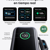 Anker Laptop Power Bank,25,000mAh Portable Charger with 165W Total Output,3 USB-C Ports (100W Max Each),Built-in Retractable Cables,Flight-Ready,for iPhone 17/16 Series,MacBook,Samsung,and More