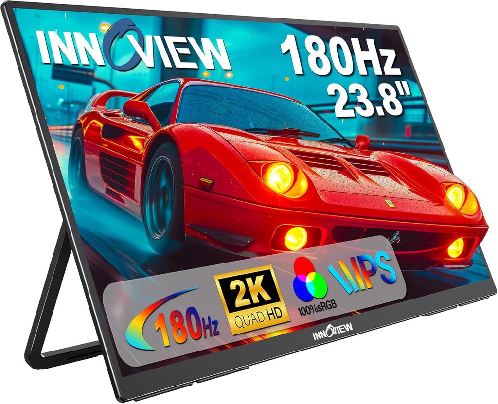 2K 180Hz Portable Gaming Monitor, 23.8" 2560x1440 QHD Fast IPS ∆E<2 100% sRGB Portable Monitor w/180° Adjustable Stand T