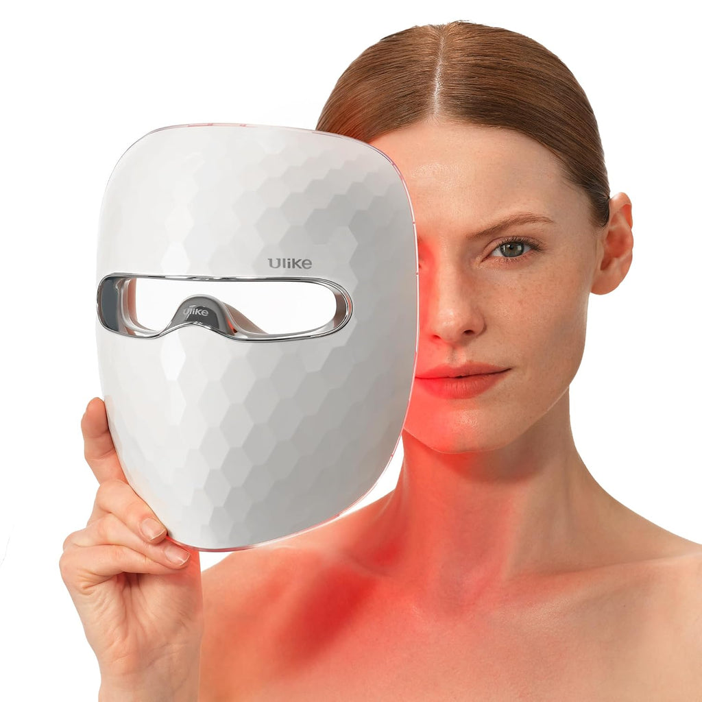 Ulike ReGlow LED Face Mask, Red Light Therapy for Face, Red, Blue, Yellow & Infrared Light Therapy for Acne & Anti-Ageing, Cordless, Remote Control, Eye Protection, Home Skincare Device for Women Wife