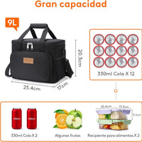 Lifewit Medium Lunch Bag, Insulated Lunch Box, Soft Cooler Cooling Tote for Adult Men Women, Black 12-Can (9L)