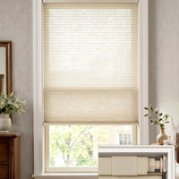 LazBlinds No Drill Light Filtering Cellular Shades, 34.5" W x 64" H, Beige