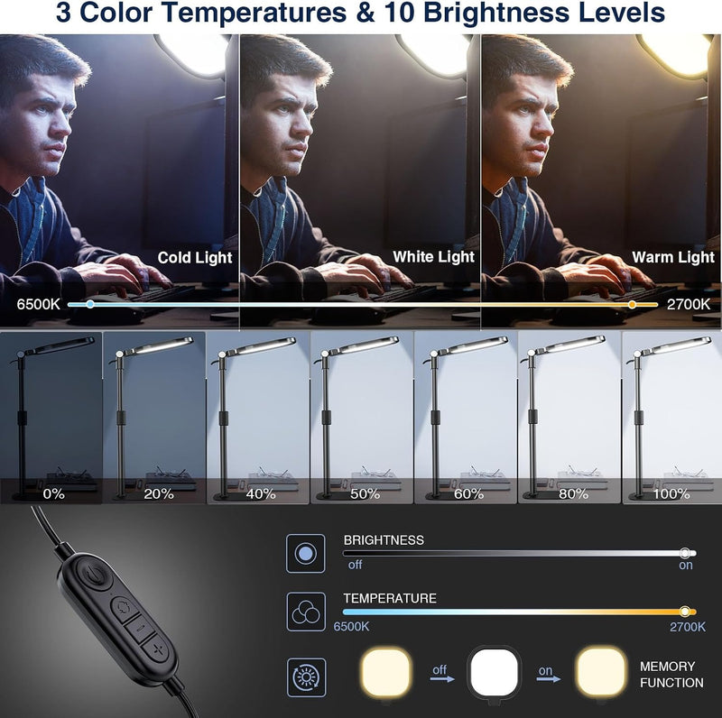 LitONES Zoom Lighting for Computer, Adjustable Desk Ring Light for Video Calls
