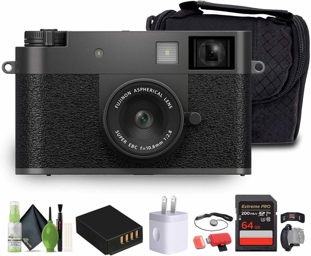 FUJIFILM X Half Compact Point & Shoot Camera (Charcoal Silver) Bundle