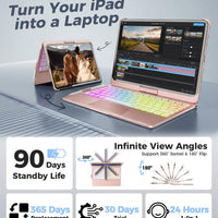 Funda con Teclado NOKBABO para iPad 10/11 (A16) y Air 11" (M4/M3/M2) - Rosa
