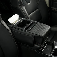 BNMFFYU Car Armrest Cushion Fit for Cadillac XT4: Fuax Leather Center Console Cover with Cup Holder, 2 Storage Bags, Pho
