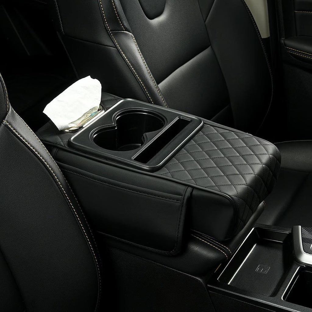 BNMFFYU Car Armrest Cushion Fit for Jeep Renegade: Fuax Leather Center Console Cover with Cup Holder, 2 Storage Bags, Ph