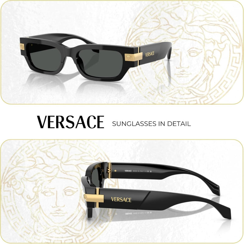 Versace VE4465 Rectangular Sunglasses for Men +BUNDLE with ACCESSORY EYEWEAR KIT