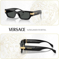 Versace VE4465 Rectangular Sunglasses for Men +BUNDLE with ACCESSORY EYEWEAR KIT
