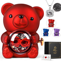 FuBegi Romantic Rose Bear Teddy with Preserved Rose for Mother's Day, Bear Gifts for Wife, Rose Bear Gift Box Set Valentine's Day Decor Gift for Her Women, Valentine's Day Weddings, Red