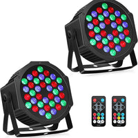 Battery Powered Stage Par Lights: 36W RGB Rechargeable Par Can 2Pack - 6 to 15Hours Working Time - Remote DMX Control Up