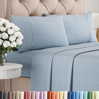 Full Size 4 Piece Sheet Set - Breathable & Cooling Sheets - Heathered Blue