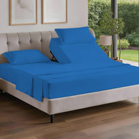 Flex Top Split Head King 4 Piece Sheet Set - Soft & Breathable - Royal Blue