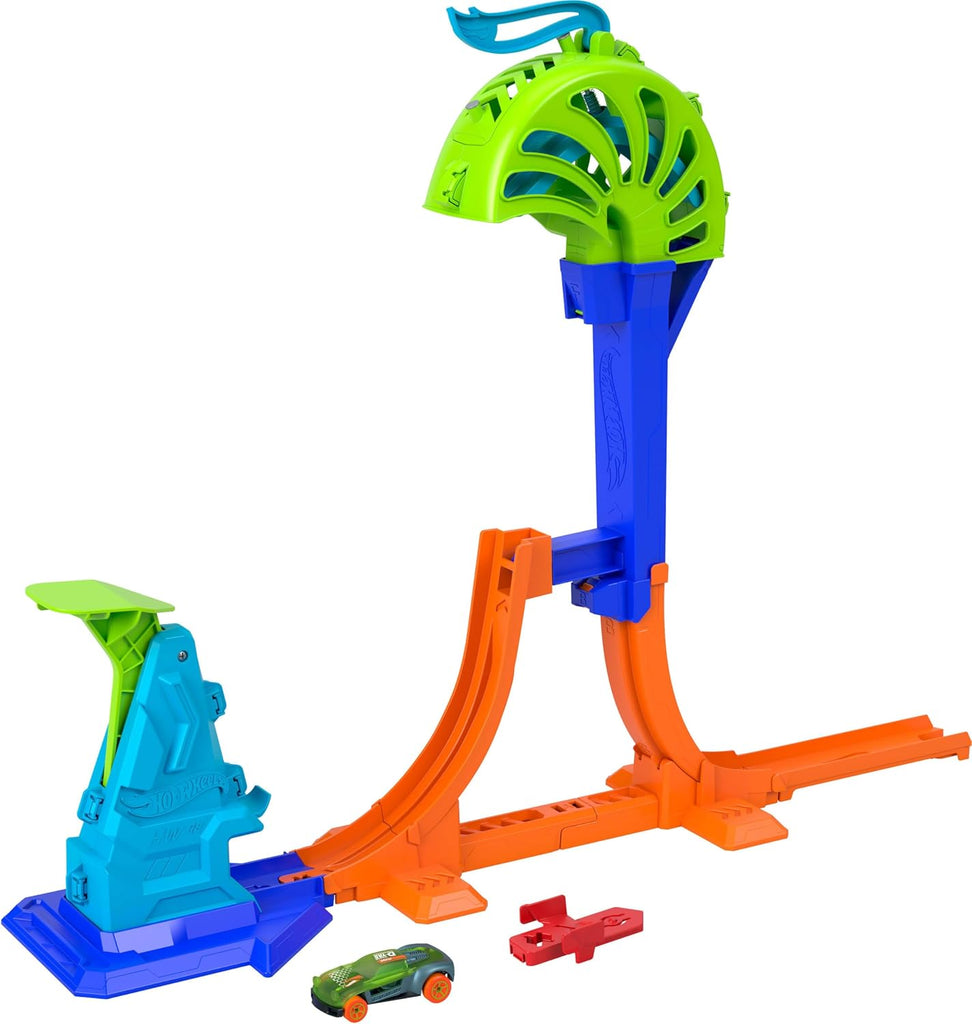 Hot Wheels Stunt Tracks Power Launch Champion & 1:64 Scale Toy Car