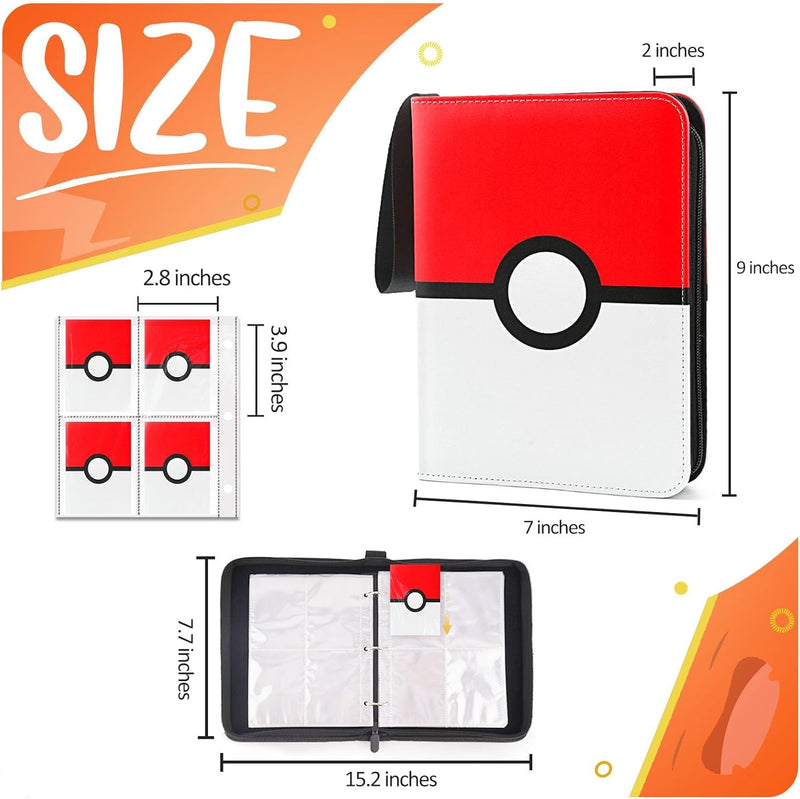 EASYFUN Card Binder 4 Pocket, Trading Card Holder Fits 400 Cards With 50 Removable Sleeves