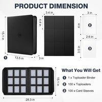Pemocyny Top Loader Binder 9 Pocket, Holds 360 Toploaders, 100 Toploaders INCLUDED