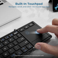 iClever BK08 Foldable Keyboard with Touchpad for Phone and Tablet, Gray