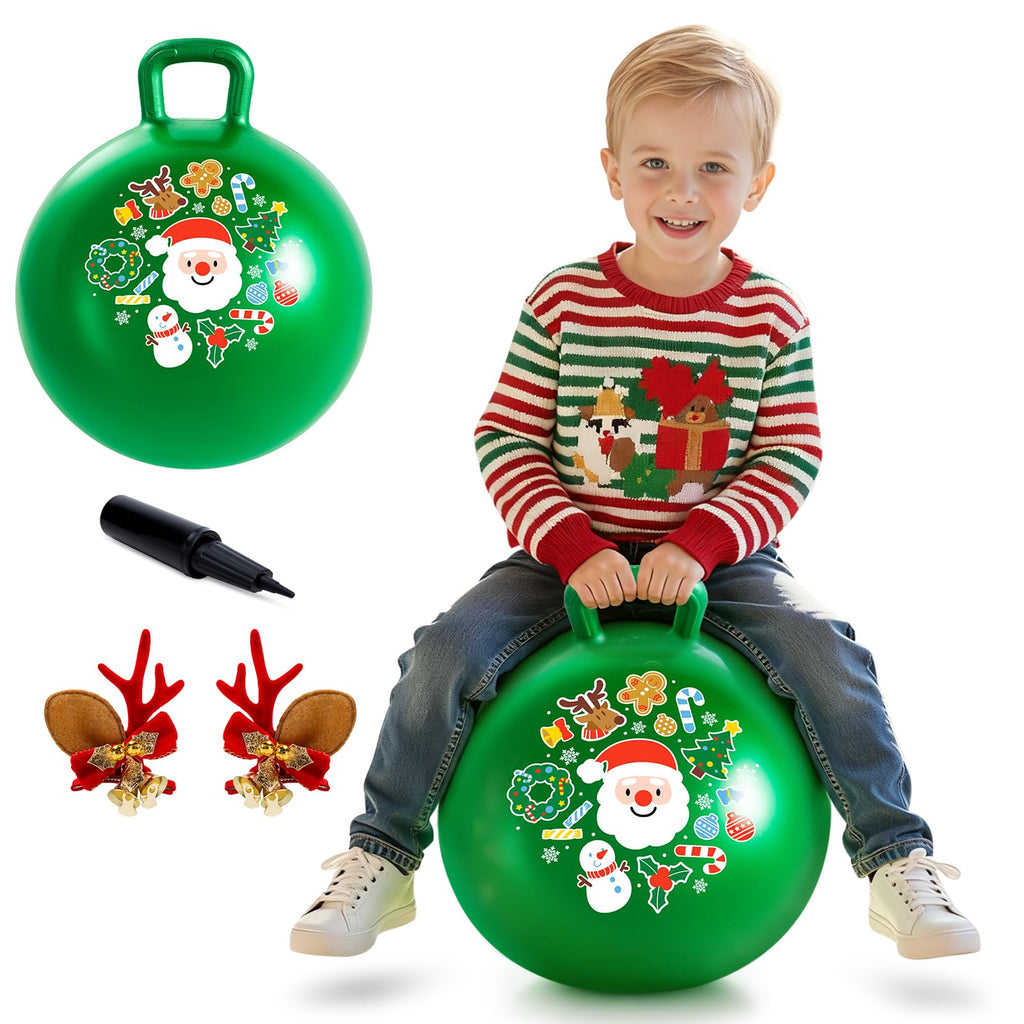 ZOOJOY Green Hopper Ball, 18 in Bouncy Ball with Handle for Kids Ages 3-8