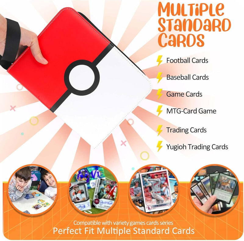 EASYFUN Card Binder 4 Pocket, Trading Card Holder Fits 400 Cards With 50 Removable Sleeves
