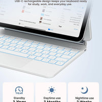 Funda con Teclado typecase Edge para iPad 11" (A16) / 10.ª Gen - Blanco Marfil