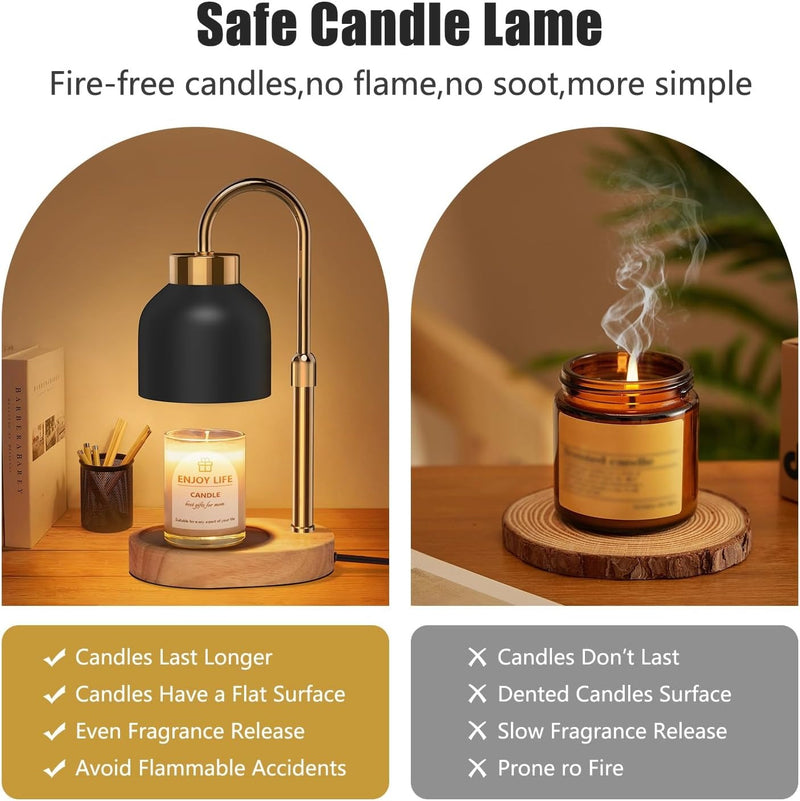 seenlast Candle Warmer Lamp with Dimmer Adjustable Height, 2/4/8H Timer