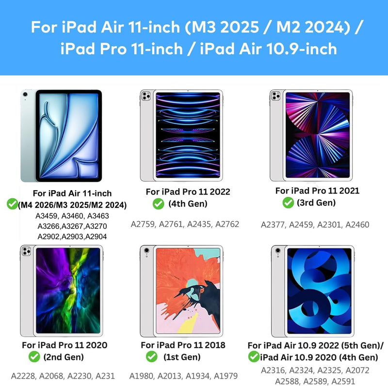 Funda con Teclado runelk para iPad Air 11" (M4/M3/M2) y Pro 11" - Negro