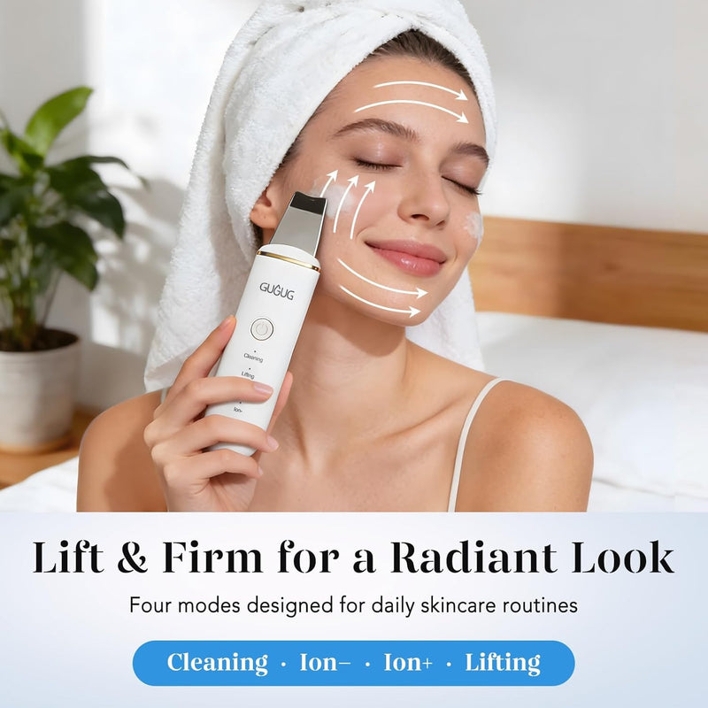 GUGUG - Espátula para exfoliar la piel, espátula facial, limpiador de poros, herramientas removedoras de puntos negros con 4 modos para limpieza profunda facial - Blanco