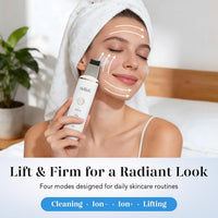 GUGUG - Espátula para exfoliar la piel, espátula facial, limpiador de poros, herramientas removedoras de puntos negros con 4 modos para limpieza profunda facial - Blanco
