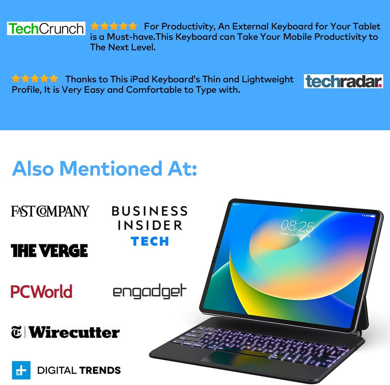 Funda con Teclado runelk para iPad Air 11" (M4/M3/M2) y Pro 11" - Negro