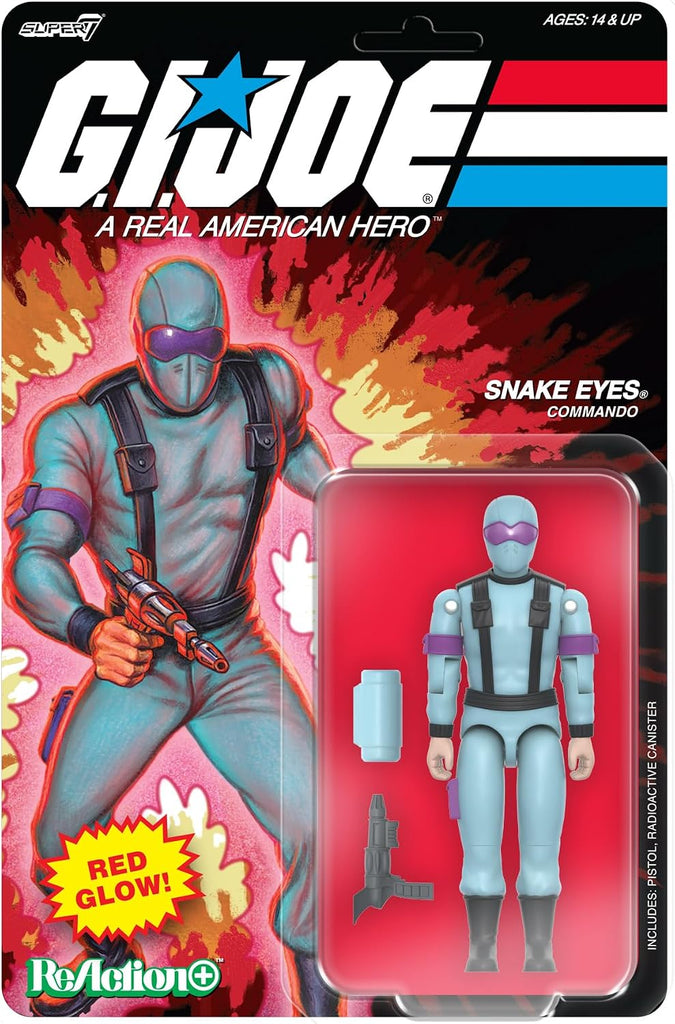 Super7 Reaction+ G.I. Joe Snake Eyes (Red Glow, Crystal Poison) - 3.75" G.I. Joe Action Figure with Accessories - Classi