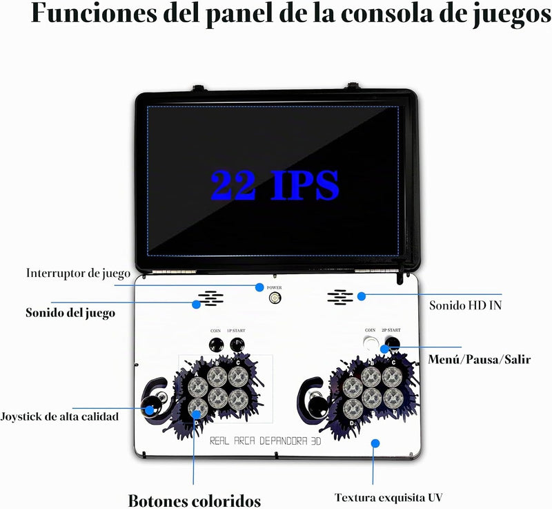 WYGaming Portable 20000 in 1 Metal Box 3D Arcade Game Console, 22 inch Screen
