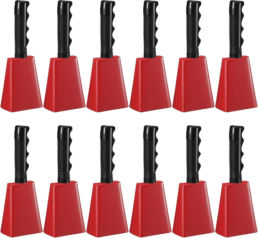 Fiada 12 Pcs Cow Bell 8 Inch Noise Makers for Sporting Events Loud Hand Bell Musical Cheering Cowbell with Handle for Fo