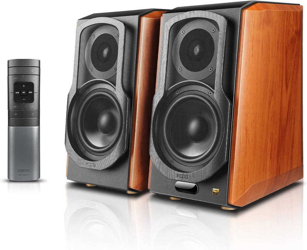 Edifier S1000W WiFi Audiophile Active Bookshelf 2.0 Speakers, 120W RMS Wireless HiFi Bluetooth Sound System Works with Alexa, Optical/RCA x 2 Coaxial, Supports AirPlay 2, Spotify Tidal Connect- Pair