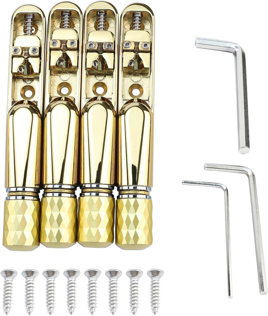 OVSAL Pack of 4 Individual Single Tubular Fixed Bridge 4 String Electric Bass Bridge for Headless 4-string Bass Replacem
