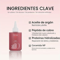 ANILLO Tratamiento Rosy Night de ampollas capilares para cabello dañado – Fórmula de reparación de agua a crema con péptidos y aminoácidos – Control del encrespamiento, seguro para el color, sin silic