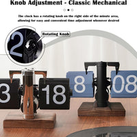 Retro Digital Flip Down Clock, Battery Powered Internal Gear Operated Clock, Classic Mechanical